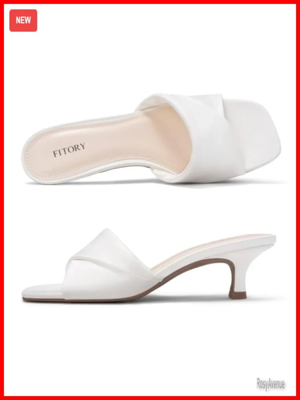 Women's Cross Band Kitten Heel Sandals, Square Open Toe, Slip On Dressy Low